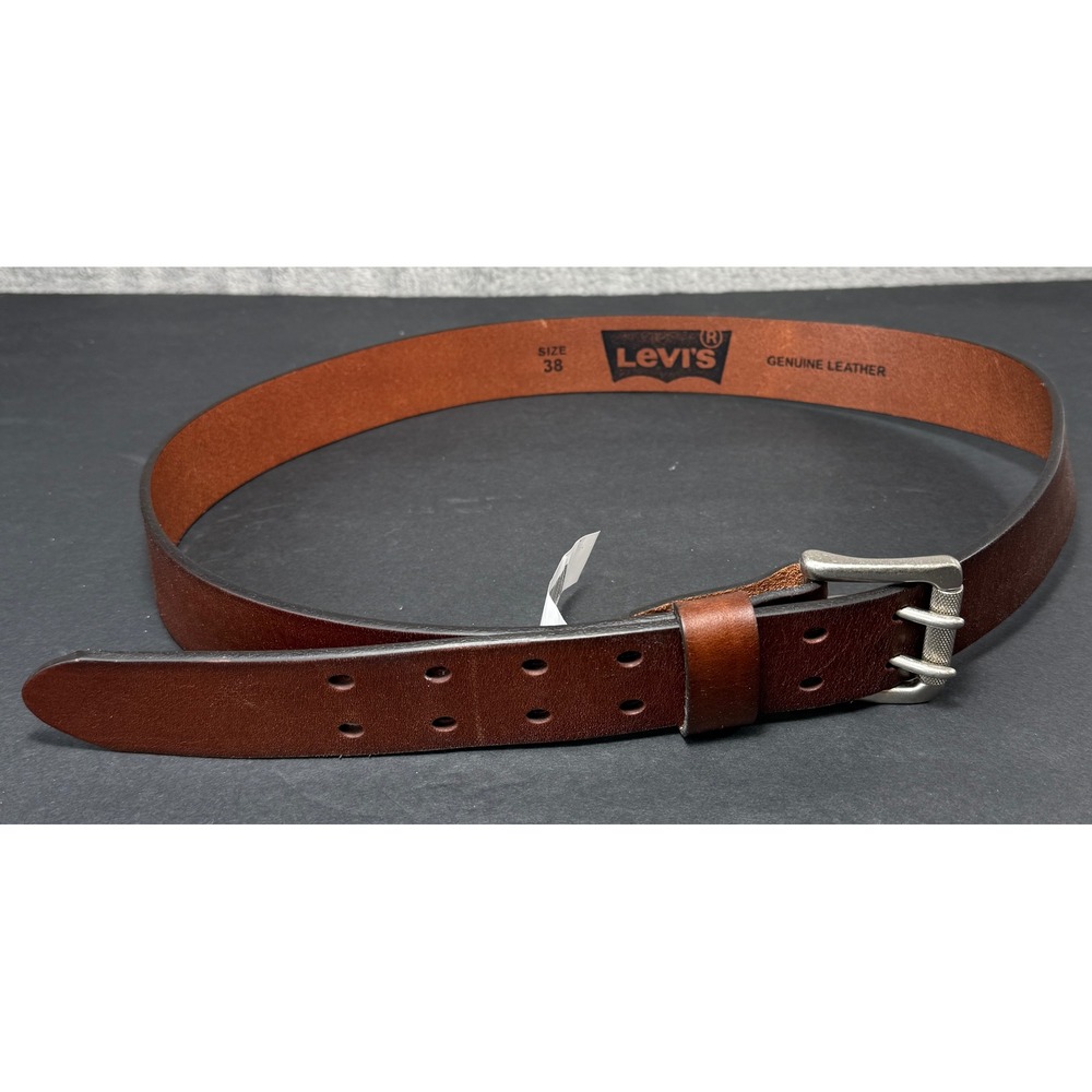 Levi's Leather Belt Mens 38 Brown Double Prong Square Buckle 11LV02BY